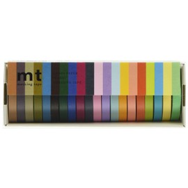Kamoi Processing Paper Masking Tape MT20P002R 20 Color Set, 2.8 inches (7 mm) x 26.4 ft (7 mm x 7 m), Bright Colors 2, Astringent Colors 2