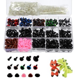 Safety Eyes, 560 Pcs Craft Doll Colorful Safety Eyes Noses Set with Washers, Assorted Sizes Plastic Doll Eyes and Noses, for Puppet Plush Animal Making