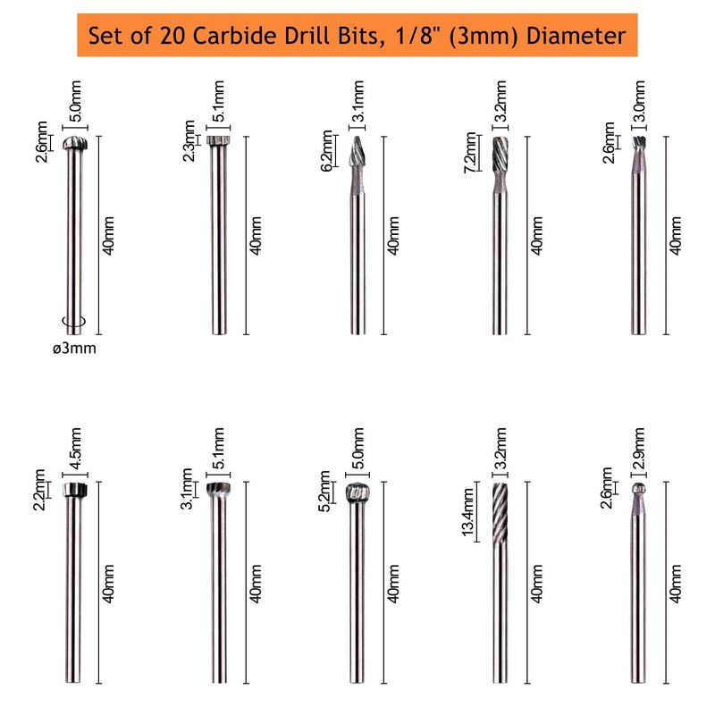 ZFYQ Set of 20 HSS Milling Cutter Router Bits Wood