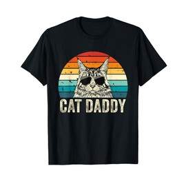 Retro Cat Daddy Vintage Distressed Maine Coon Cat Dad T-Shirt