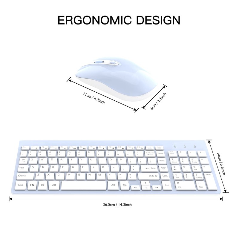 cimetech Wireless Keyboard and Mouse Combo, Compact Full Size Wireless