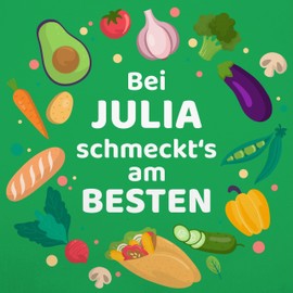 Geschenk mit Namen personalisiert by Shirtracer - Children's Apron for Boys and Girls - Cooking Apron - "Bei Name schmeckts am besten - Veggie Vegetarian Gift Idea Chefs Hobby Chefs, 4 Green
