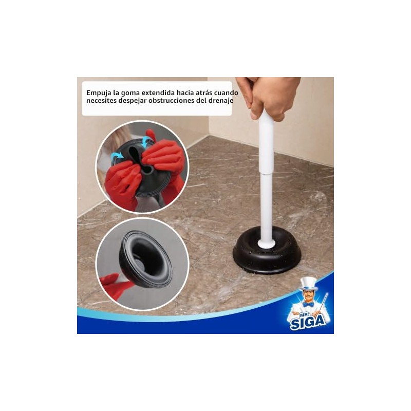 MR.SIGA Desatascador para Inodoro con Soporte, Resistente para Baño, Blanco