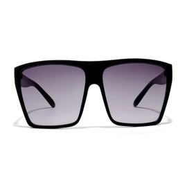 ShadyVEU Big Oversize Square Sunglasses UV Protection Trapezoid Flat Top Frame Kim K Style Pilot Shades (Glossy Black)