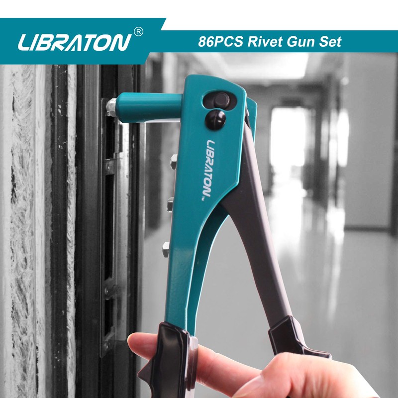 LIBRATON Hand Riveter Set with 80 Blind Rivets, 4 HSS