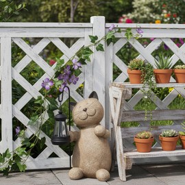 Braxio Solar Cat Garden Statue - 11.6" Yard Decorations Outdoor and Lantern