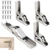 EFUTURETIME 4 x Cabinet Hinges Folding Screw-On Hinge with Spring,