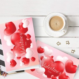 Happy Valentine’s Day Greeting Cards and Envelopes, Beautiful and Romantic Valentines Love Hearts Greetings for Husband, Wife, Boyfriend, Girlfriend | 5" x 7" | 25 Valentine Cards & 25 Envelopes