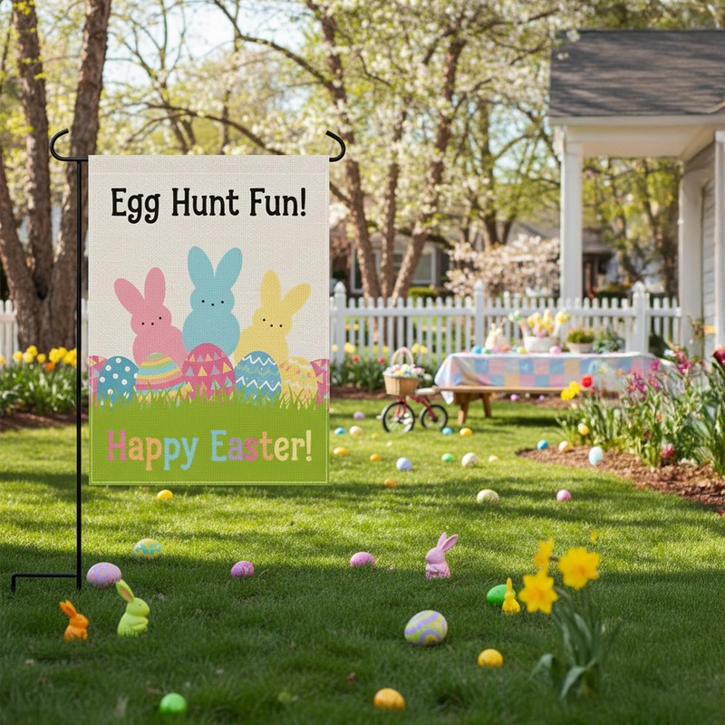 Easter Garden Flag Double Sided 12x18 Inch - Happy Easter