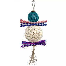 Mandarin Bird Toys 1703 Large Rainbow Rattan Sola Shredder - Handcrafted chewable bird cage toy