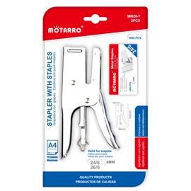 Motarro Heavy-Duty Full-Strip Metal Plier Stapler, Large Capacity Stapler with Standard 24/6 Metal Staples 1000 pcs for Desktop Work Office & School Supplies