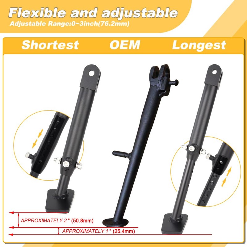 REARACE 0-3'' Adjustable Kickstand Sidestand Fit for Ninja ZX-6R 2013-2026