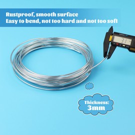 Aluminum Craft Wire 3mm Metal Wire Bendable Sculpting Wire 10 Metres Jewellery Flexible Armature Wire Bendy Sculpting Wire for Model Making, Silver Wire DIY Crafting