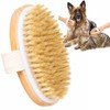 Bamboo Boar Bristle Pet Palm Brush, Wet and Dry Grooming,