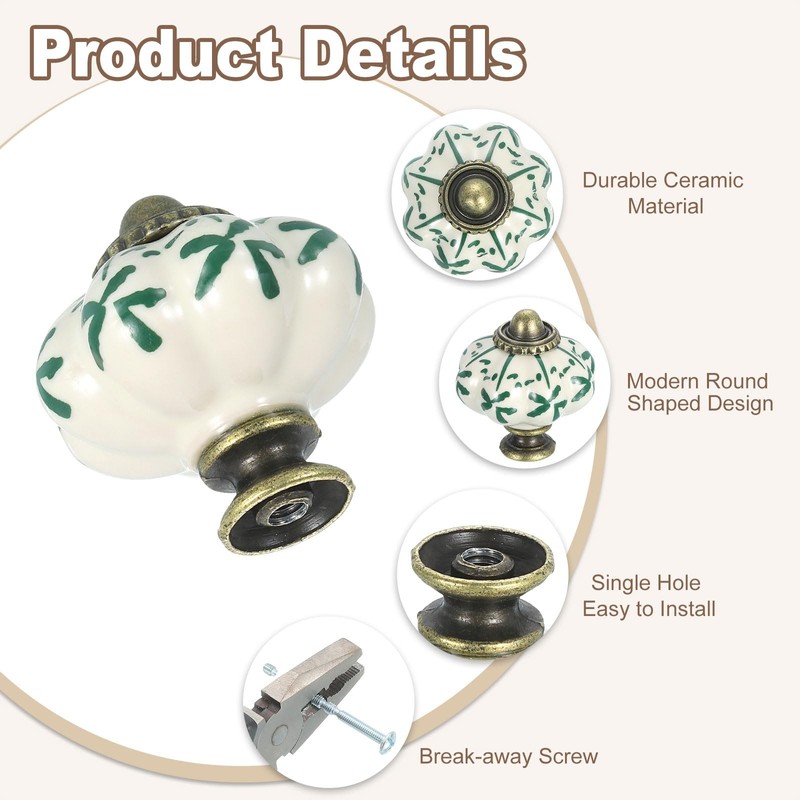 sourcing map Ceramic Knobs, 35mm/1.38" Pumpkin Cabinet Knob Drawer Pull