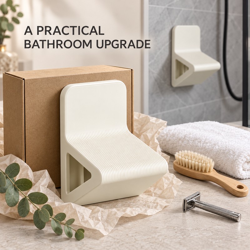 Wall-Mounted Shower Footrest for Shaving – No-Drill Plastic Foot Support