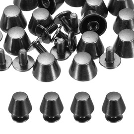 PATIKIL 10mm Screw Back Rivets Stud, 15 Sets Purse Handbag Feet Round Flat Nailhead Flat Head Stud Rivet Spike Leathercraft for DIY Leather Luggage Collar Belt Shoes, Gun Black