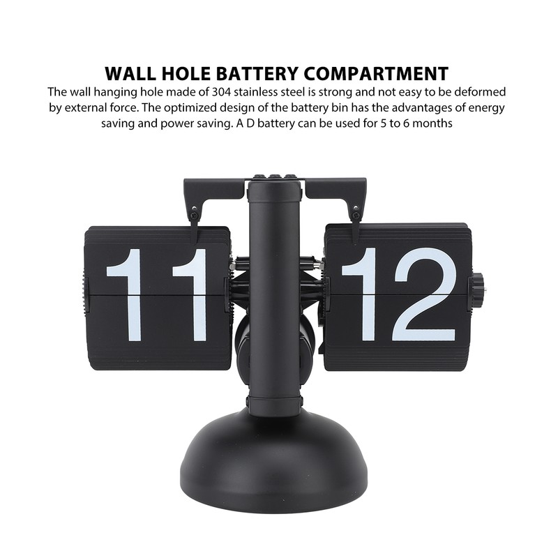 Flip Clock Large Number Battery Powered 304 Stainless Steel Tabletop