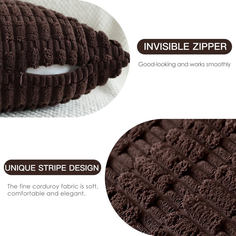 JOTOM Corduroy Soft Striped Throw Pillow Case 40x60 cm Boho