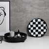 Round Storage Organizer Tray Checkerboard Design Plate Container Tray for