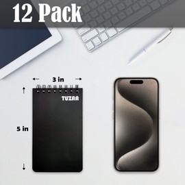TUZAA 12 Pack Waterproof Notebook,3" x 5" Top-Spiral Pocket Notepad,All-Weather Pocket Notepad for Office Outdoor Recording,Little Mini Memo Steno Note Pads (Black)