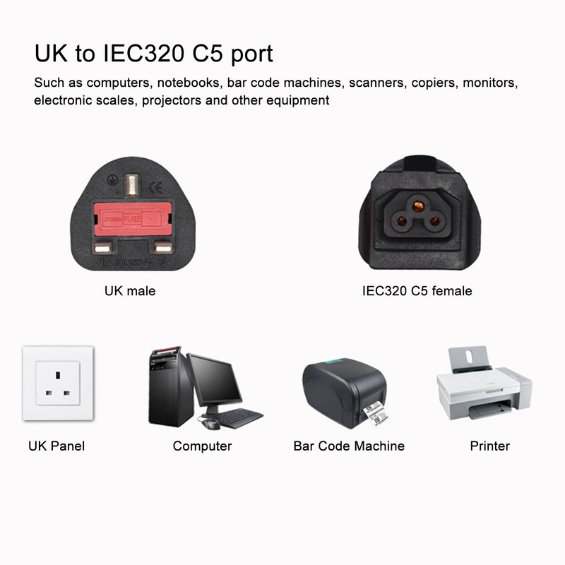 to IEC320 C5 Power Adapter 3 Prong Male to C5
