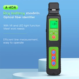 Green A-40A Live Fiber Optic identifier All-in-one Built in Visual Fault Locator 10KM and LED Light OFI Single Mode/Multi Mode Fiber Optic Cable identifier Detector FTTH Tool