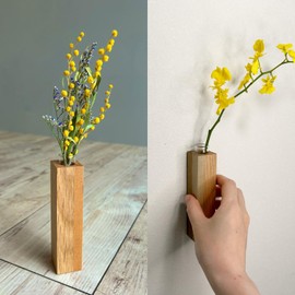 Newie Hida-no-Mori Small Tree Vase MOKURIN Magnetic Type, Cherry Blossom x Oyster Vase, Wooden Flower Base, Vase, Made in Japan, Hida, Natural Wood, Present, Gift