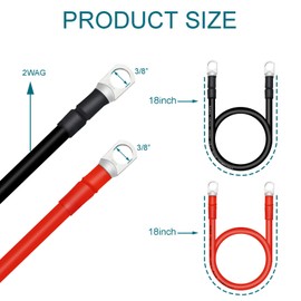 QIATOL Battery Cable, 2 AWG Battery Cables with Terminals, 2PCS Copper Battery Cables(18inch).