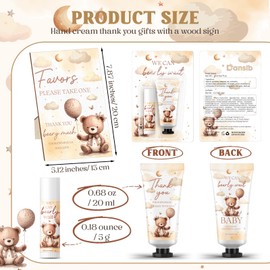 Dansib 30 Pack Bear Style Baby Shower Hand Cream & Lip Balm Baby Shower Games Prizes Party Favors with 1 Wooden Stand for Guests for Gender Reveal Souvenirs, Gift Bags Stuffers