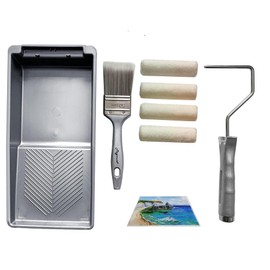 Magimate Small Roller Paint Set with Lint-Free Roller Covers, Threaded Roller Handle, 2 inch Paint Brush and Mini Paint Tray for Home Touch-ups and Art Painting – 4 inch Paint Roller Kit (7-Piece)