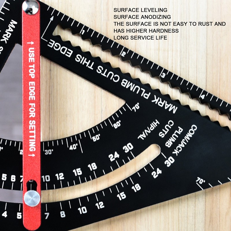 Woodworking Triangle Ruler Aluminum Alloy Accurate Laser Scale Triangle Ruler