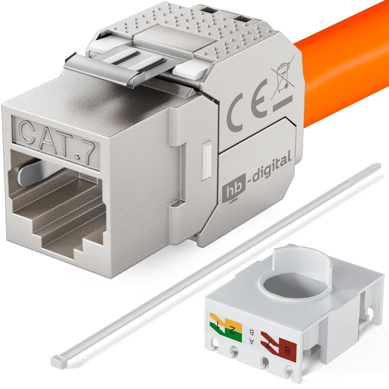 hb-digital 1x CAT 7 Keystone Module RJ45 Socket STP 10