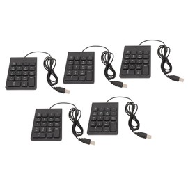 Ergonomic USB Wired Number Pad 18 Keys, Plug and Play Mini Numeric Keypad for PC Laptop Desktop, Quiet Typing, Portable Size, Wide Application (5 Pcs)