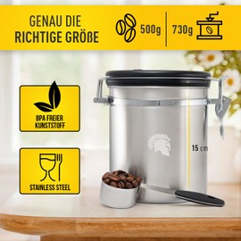 Barista Legends Airtight Coffee Canister 500 g, Silver
