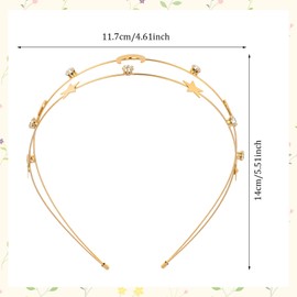 Quilax 2Pcs Moon Five-pointed Star Headbands, Bridal Hair Hoop Wedding Hair Accessories Goddess Headband, Elegant Goddess Crown for Women, Moon Hair-Accessories