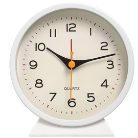 thjsvy 4.5" Vintage Retro Analog Alarm Clock Battery Operated Small Mantel Clock, Silent Bedside Table Clock with Night Light for Bedroom, Office, Desk, Living Room, Gift Clock