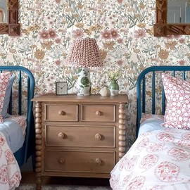 Orainege Peel and Stick Wallpaper Daisy Floral Wallpaper 16.9in x118.1in Boho Floral Contact Paper Self Adhesive Removable Wall Paper for Bedroom Living Room Cabinets Decor Vinyl Roll