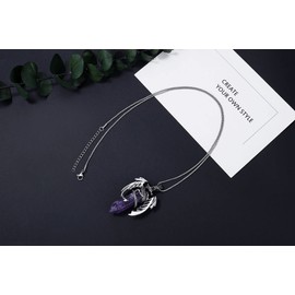MAIBAOTA Dragon Pendant Necklaces for Men Women Amethyst Crystal Pointed Necklace Natural Healing Crystal Stones Reiki Quartz Gemstone Jewelry