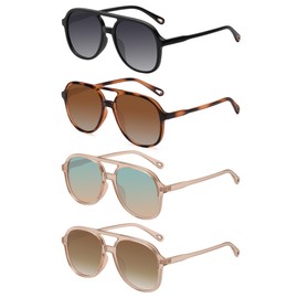 YDAOWKN Retro Square Aviator Sunglasses for Womens Mens Vintage 70s Double Bridge Sun Glasses