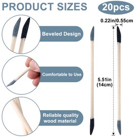 Pndeyo 20pcs Double End Sanding Sticks, 150/280 Grit Fine Matchsticks Sanding Twigs for Tight Spaces Wood, 5.5x0.2in Detailing Polishing Sanding Tools for Plastic Models Wood Hobby- Black & Gray