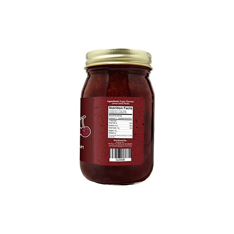 Green Jay Gourmet Cherry Jam - All-Natural Fruit Jam with