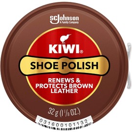 Kiwi Waxed Shoe Polish, Brown ? 1.125 oz can (Pack - 3)