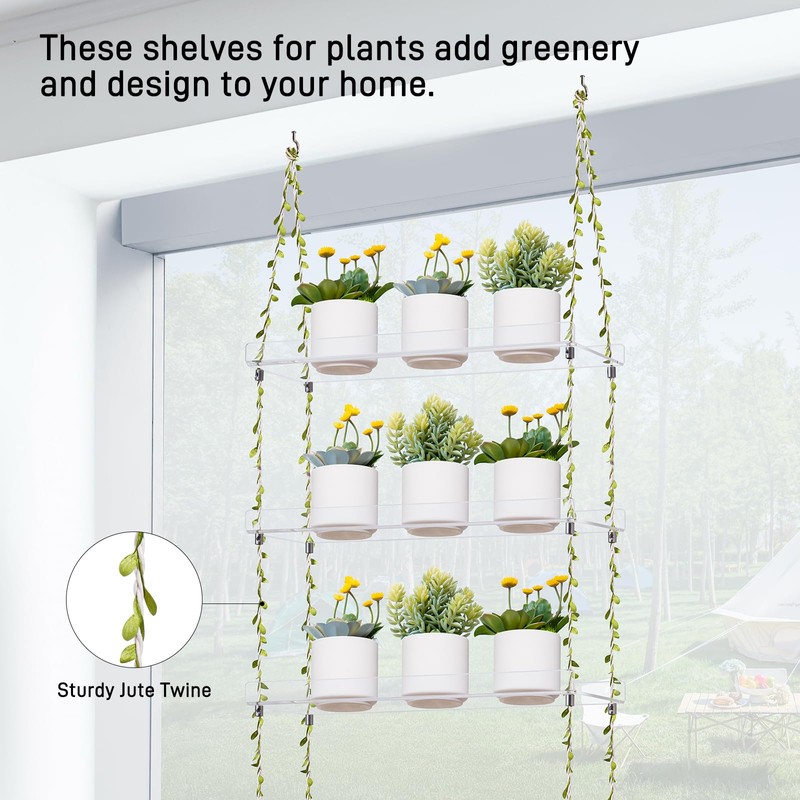 Sumerflos Acrylic Window Boxes Window Plant Shelves 3 Tier -