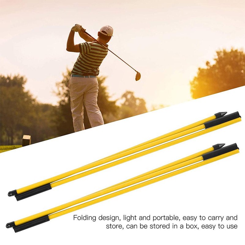 2 Pcs 3 Fold Golf Direction Indicator Stick Portable Correcter