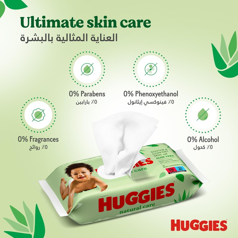 Baby Wipes Natural Care with Aloe Vera Huggies Wipes 56