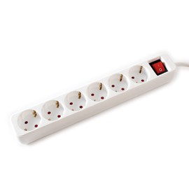 VALUE 6 Way Power Strip with Switch, White, 6 m
