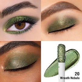 Oulac Liquid Glitter Eyeshadow Liquid Eyeshadow Green Eyeshadow Liquid Eyeliner Sparkle Glitter Eye Make up| Smooth Shimmer Eyeshadow| Vegan& Cruelty-Free, 5.4g (20)