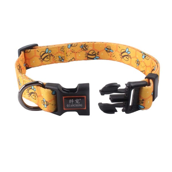 Cosyhome london Dog Collar With Colourful Bee Patterns,Adjustable Durable Pet