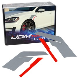 iJDMTOY Set of Silver w/Red Stripe Driver/Passenger Side Sideburn Fender Decals Compatible with European or Germany Cars Decoration